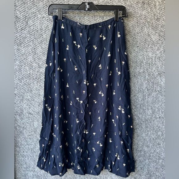 Worthington Navy Blue Floral Midi Skirt - Picture 1 of 3